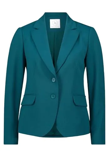 Longblazer BETTY & CO - Klassischer Damen Blazer mit Druckfutter - Business-Mode für stilbewusste Frauen: Der leicht taillierte Blazer in Deep Teal überzeugt mit elegantem Reverskragen und modischen Pattentaschen. Ideal für Büro und Freizeit!