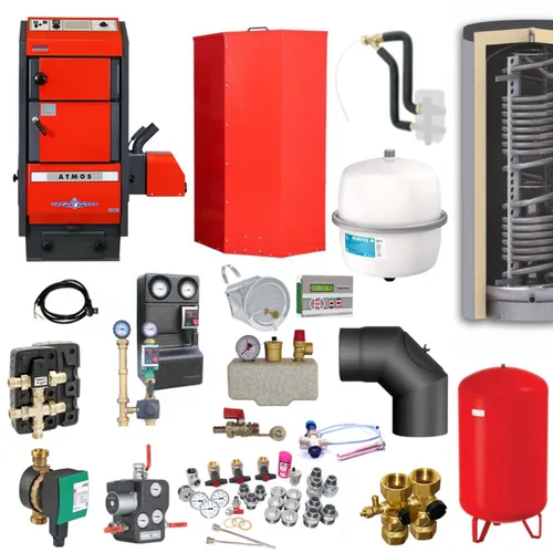 ATMOS Pelletkessel P40 mit Holznotbetrieb | 40 kW Komplettset