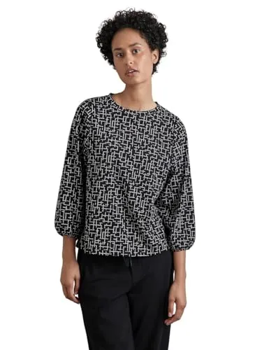 STREET ONE Damen A322237 Shirt mit grafischem Muster, Schwarz, 34 - Stylisches T-Shirt für Damen mit grafischem Muster, ideal für lässige Looks und bequem durch den Stretchanteil.