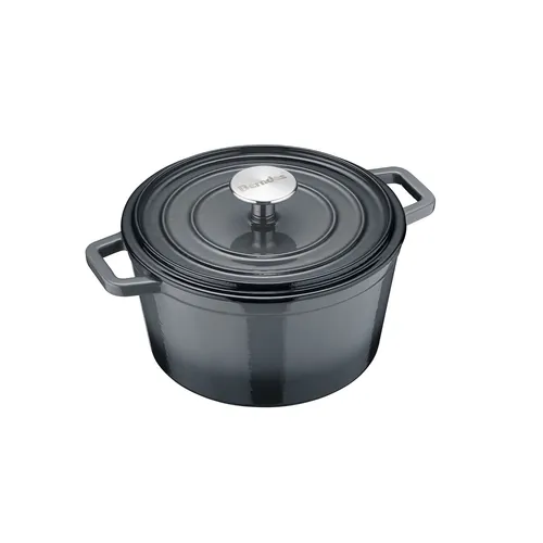 Berndes Bräter B.IRON 20 cm - Bräter aus Gusseisen in Dunkelgrau mit kratzfester Emaillierung, ideal für alle Herdarten und uneingeschränkt backofengeeignet, sorgt für optimale Hitzeverteilung und Flüssigkeitszirkulation.