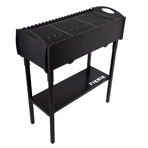 Gartengrill | Schaschlikgrill für 21 Spieße – Massiver Holzkohlegrill aus 3 mm Stahl, zerlegbar & kompakt verstaubar, stationärer Metallgrill für Garten, Terrasse & Outdoor BBQ