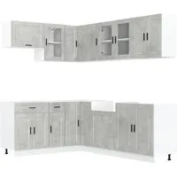 vidaXL 11-tlg. Küchenschrank-Set Porto in Betongrau - Küchenunterschränke mit elegantem Design und viel Stauraum für Ihre Küchenausstattung. Robustes Holzwerkstoff-Material, pflegeleicht und mit verstellbaren Füßen für perfekte Anpassung.