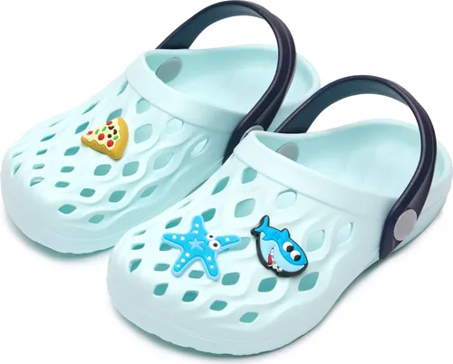 Ladeheid Clogs Kinder Schuhe für Mädchen und Jungen leichte Gartenclogs Gartenschuhe Kinder LA-CA-15 (Hellblau, 29/30 EU)
