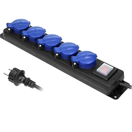 ORNO OR-AE-13159(GS)/3M Mehrfachsteckdose Außen Werkstatt Steckdose IP44 5-Fach mit 3m Kabel (3m)