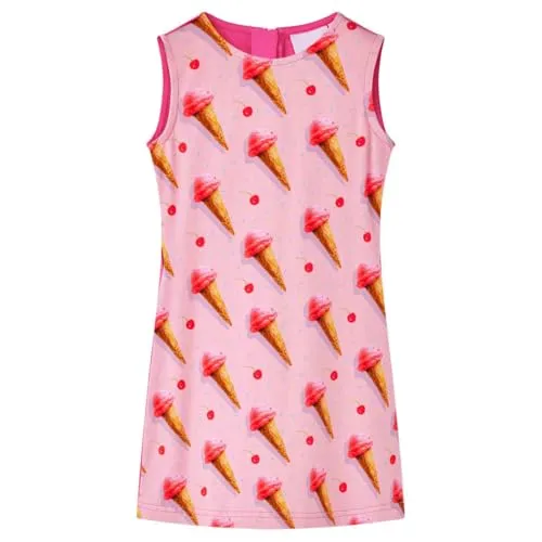 vidaXL Kinderkleid Eiscreme-Motiv Kinder Kleid Mädchen Mädchenkleid Knallrosa 104