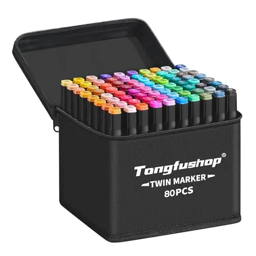 Tongfushop 80 Farben Alkohol Marker Set von Tongfushop