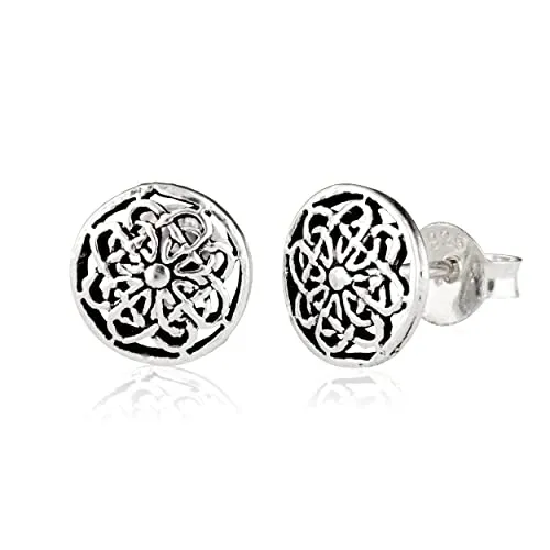 NKlaus Paar Ohrstecker klein Blume Des Lebens 925 Silber Keltische Knoten Ohrringe 3040