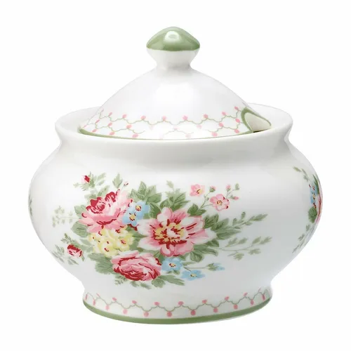 GreenGate Zuckerdose sugar pot Aurelia white Blumen Vintage Landhausstil Shabby
