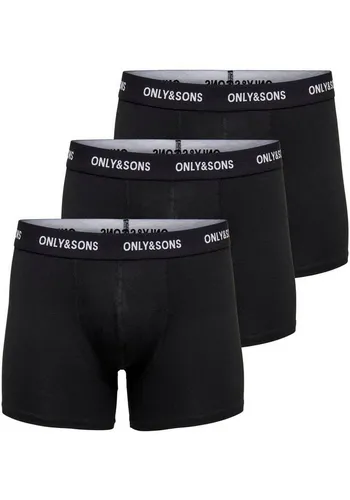 ONLY & SONS Herren Onsfitz Solid Black Trunk 3pack3854 Noos - Herren-Boxershorts im praktischen 3er-Pack, mit klassischem Elastikbund für höchsten Tragekomfort und optimale Passform.