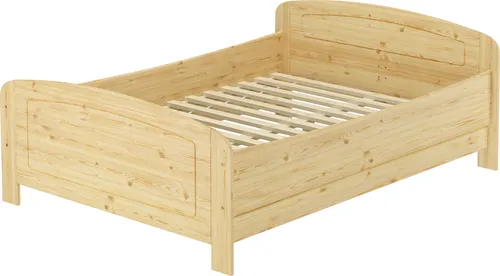 Seniorenbett extra hoch 140x200 Doppelbett Holzbett Massivholz Kiefer Zubehör wählbar V-60.44-14Rollrost und Matratze inkl.