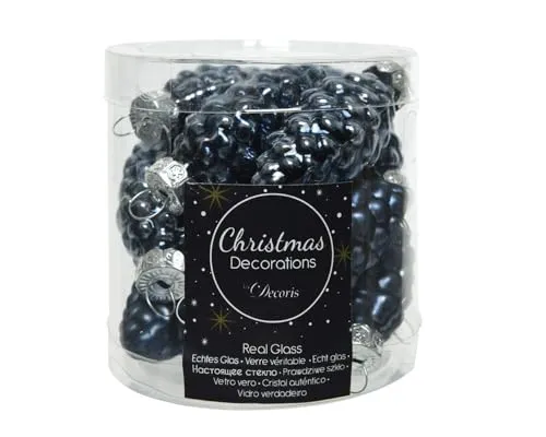 Zeus Party Christbaumschmuck Zapfen Glas 6cm x 12 Stück Weihnachtskugeln Nachtblau