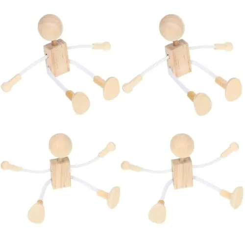Stück DIY Holzfiguren, Biegepuppen Holzfiguren zum Bemalen, Naturholz Figuren zum Bemalen für Kinder DIY-Set für Tischdekoration & Bastelprojekte 4