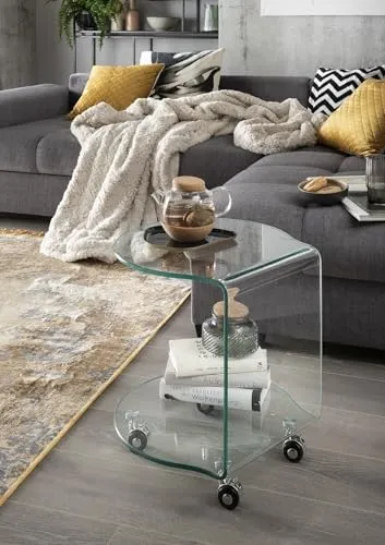 möbelando Beistelltisch >7/133< in Klarglas, Glas - 40x45x40cm (BxHxT)