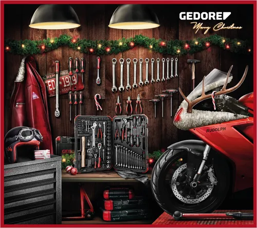 Gedore Red Adventskalender 2022 - Werkzeugadventskalender R4900, 24 hochwertige Werkzeuge für jeden Tag im Advent