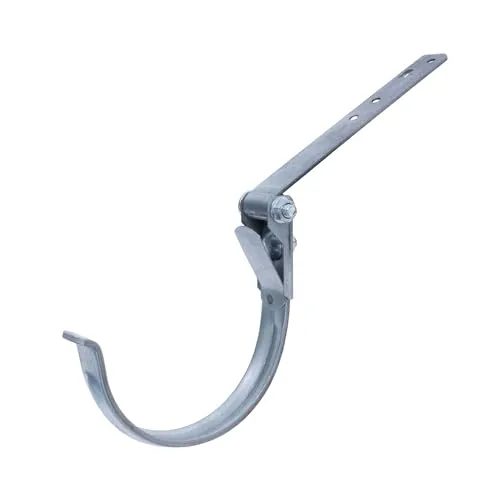 DAPRONA Rinneneisen verstellbar, Rinnenhalter Silber RG 280 für Dachrinne Halbrund, Verstellbar in Höhe und Neigung, hoher Korrosionsschutz