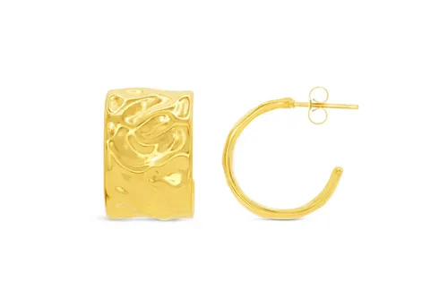 Ars-Argenti Paar Creolen Ohrringe - 18K doppelt vergoldet - Creolen in gehämmertem Look, hypoallergen und wasserfest. Perfekt für jeden Anlass, designed von ARS-ARGENTI und inspiriert von weltweiten Metropolen.