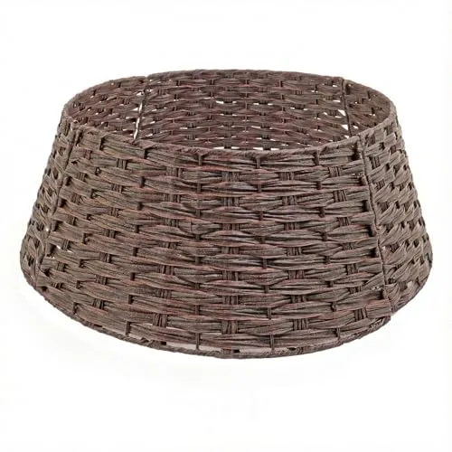 Weihnachtsbaumrock Christbaum Ständer Kragen Tannenbaum Abdeckung Weihnachtsbaum Umrandung Rock braun Ø 65cm rund Korb geflochten