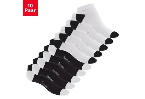 Footstar Sneakersocken 10 Paar Sneaker Socken für Damen & Herren - Bunte Ferse & Spitze
