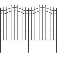 vidaXL Gartenzaun Grau 190 cm aus pulverbeschichtetem Stahl - Metallzaun für Gärten und Terrassen, rost- und korrosionsbeständig, langlebig und stilvoll mit minimalistischem Design für optimalen Sichtschutz.