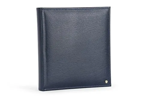 Henzo Lonzo Blau Fotoalbum - 30.5 x 28 x 5.5 cm - Buchgebundenes Fotoalbum mit Pergaminschutzblättern und säurefreiem Fotokarton, ideal für stilvolle Aufbewahrung im Bücherregal.