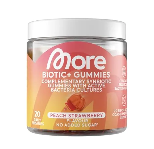 MORE Biotic+ Gummies, 40 Stück, Pfirsich-Erdbeer