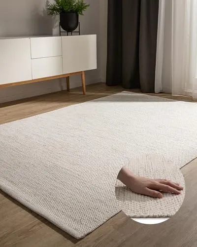 benuta Basic handgewebter Baumwollteppich Ron - Creme 70x140 cm - Teppich aus 100% Baumwolle, pflegeleicht und ideal für jedes Zimmer. Schaffe mit dem rustikalen Design und der natürlichen Haptik eine warme Atmosphäre in deinem Zuhause.