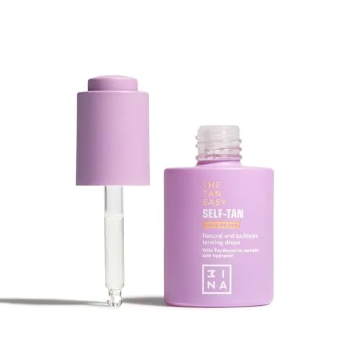3INA MAKEUP - The Tan Easy Self-Tan Face Drops - Bräunungstropfen mit Panthenol - Natürliche Bräune - Selbstbräunungstropfen mit Leichte Geltextur - Alle Hauttypen - Vegan - Cruelty Free