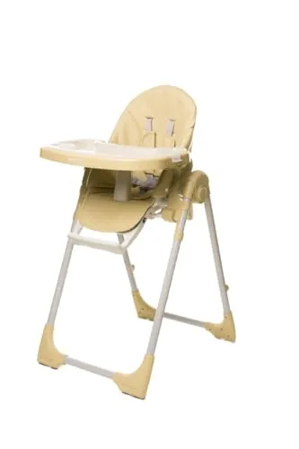 4BABY Decco Hochstuhl, Kinderhochstuhl, Mitwachsender, Rückenlehne Verstellbar und Klappbar (Beige)