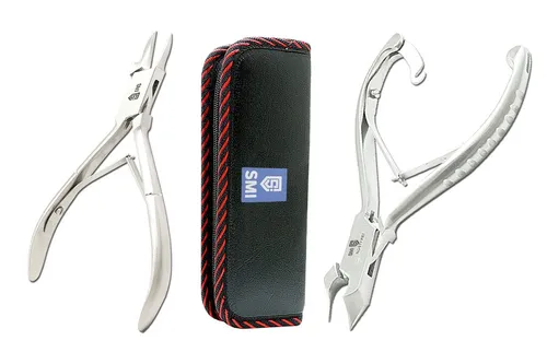 SMI Eckenzange für eingewachsene Nägel - Nagelpflege leicht gemacht - Nagelpflegeinstrumente mit doppelseitiger, gebogener Nagelzange aus rostfreiem Stahl. Ideal für die sanfte Behandlung eingewachsener Nägel. Inklusive praktisches Etui.