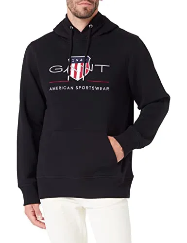 Gant Herren Hoodie ARCHIVE SHIELD XL - Stylischer Sweatshirt-Hoodie mit gestickter Wappen-Grafik im Retro-Stil, perfekt für lässige Outfits.