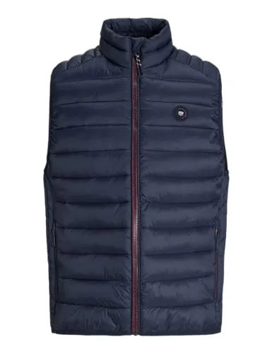 JACK & JONES Herren Weste mit Stehkragen - Bequeme Regular Fit Weste in einfarbigem Design, ideal für vielseitige Outfits. Hochwertige Materialzusammensetzung aus Nylon und recyceltem Nylon für nachhaltigen Komfort.