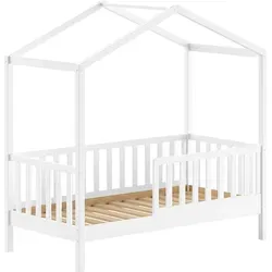 Juniorbett Karie 148x76x151 Kinderbett Massivholz Weiß - Weiß