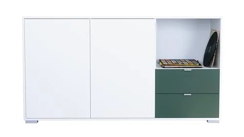 Vladon Sideboard Milano, moderne Kommode in Weiß matt und Fjord Grün
