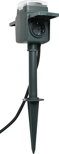 REV 2-fach Gartensteckdose mit Zeitschaltuhr & Erdspieß