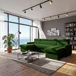 Sofiland Vega U Ecksofa U-Form mit Schlaffunktion & Bettkasten Samt 305 cm Smaragdgrün - Grün