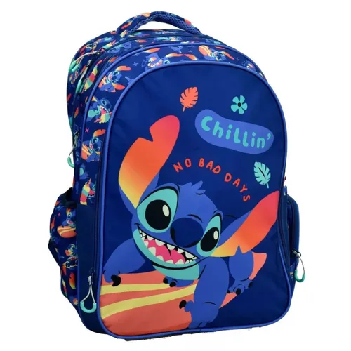 Disney Lilo und Stitch Chillin Kinderrucksack 46 cm - Rucksack für Kinder mit verstellbaren Schultergurten und rollendem Design, ideal für Schule und Freizeit. Drei große Fächer bieten viel Platz für Bücher und Hefte.