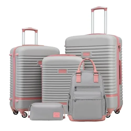 COOLIFE 5-teiliges Koffer Set mit Trolley und Reiserucksack
