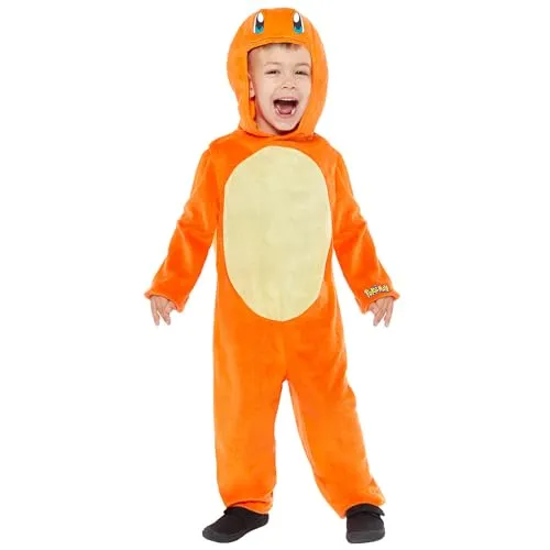 Amscan 9918518 - Offiziell lizenzierter Unisex-Overall Pokémon Glumanda, Kostüm für Kinder 6-8 Jahre, ideal für Partys und kreative Verkleidungen
