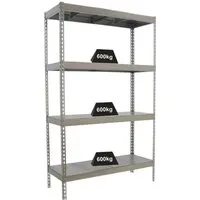 PROREGAL Schwerlastregal METAL BEAST FOUR | 600kg Traglast - Werkstatteinrichtung mit 4 verstellbaren Stahlböden, ideal für Lager und Werkstätten, einfache Montage und hohe Stabilität.
