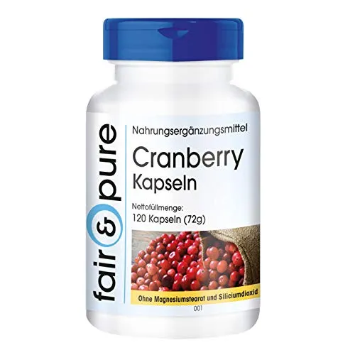 Fair & Pure Cranberry Extrakt 1200mg pro Tagesdosis, 120 Kapseln, hochdosiert, Nahrungsergänzungsmittel vegan ohne Magnesiumstearat, in Deutschland hergestellt