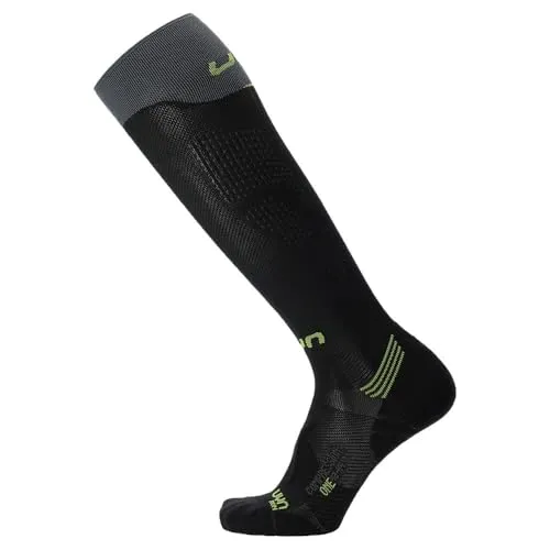 Uyn MAN Run Compression One Socks black/grey/lime 39/41 - Laufsocken mit innovativer Zerocuff-Technologie für optimale Sauerstoffversorgung der Muskulatur und verbesserten Tragekomfort. Ideal für Läufer, um Ziele effizienter zu erreichen.