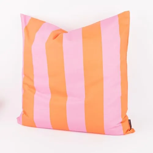 SCHÖNER LEBEN. Kissenhülle Streifen orange pink 40x40cm - Kissen aus reiner Baumwolle im leuchtenden Streifen-Digitaldruck, ideal für ein sommerliches Ambiente. Pflegeleicht, maschinenwaschbar und in Deutschland handgefertigt.