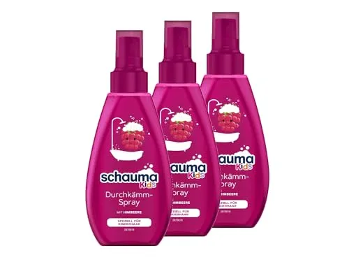 Schauma Schwarzkopf Kids Durchkämm-Spray Himbeere (3x 150 ml), Entwirrspray speziell für Kinderhaar, für sofortige Kämmbarkeit und entwirrte Knoten ganz ohne Ziepen