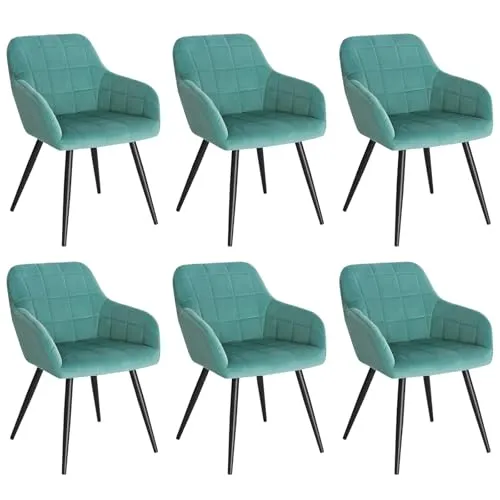 WOLTU Esszimmerstühle 6er Set - Modernes Design mit Samtbezug - Esszimmerstühle aus Samt mit ergonomischem Design und stabiler Metallstruktur, ideal für stilvolle Esszimmer und vielseitige Nutzung.