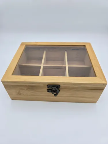 Teebox Aufbewahrungsbox, 21x16x7,5 cm, Bambus mit Kunststoffdeckel