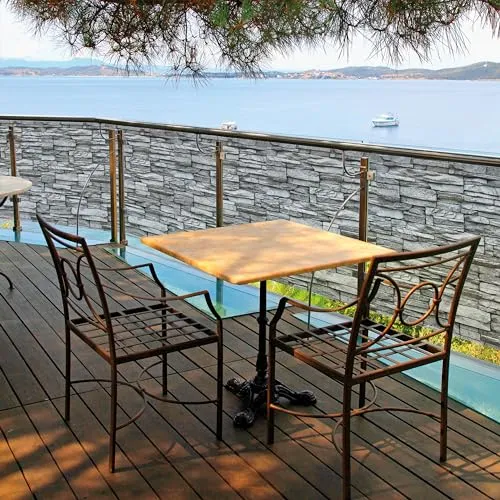 Deco4Me Balkonbespannung 90x500cm Sichtschutz Windschutz Balkonverkleidung Zaun Stein