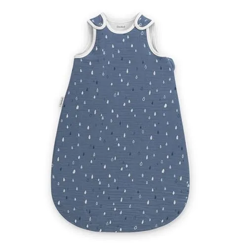 Ehrenkind® Musselin Babyschlafsack 2.5 TOG | 100% Bio-Baumwolle Jeansblau - Babyschlafsäcke aus 100% Bio-Baumwolle, Oeko Tex zertifiziert für Sicherheit und Komfort. Mit 2.5 TOG ideal für ganzjährige Nutzung und atmungsaktiv für erholsamen Schlaf.