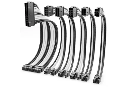 deleyCON 6-Teiliges Netzteil Kabel Set 30cm - Hochwertiges 18 AWG Set für zuverlässige Stromversorgung im PC, ideal für Mainboard und Grafikkarte. Enthält 24-Pin ATX, 4+4-Pin EPS und PCI Express Kabel.