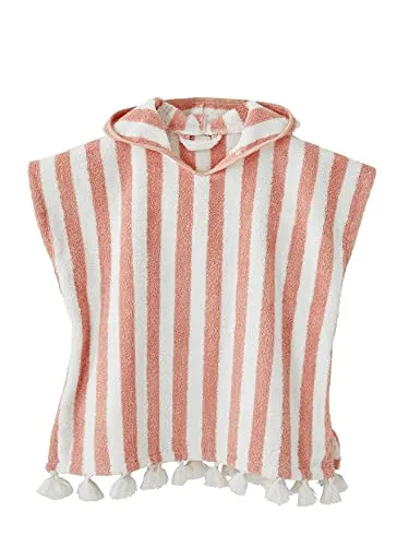 Vertbaudet Baby Badeponcho koralle/weiß gestreift 74/80