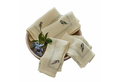 LOBERON Serviette 4er Set Taralga – Stilvolles Vogelmotiv von Mirabeau